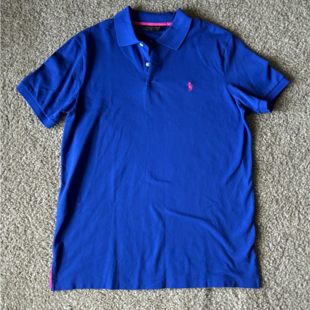 Polo by Ralph Lauren Royal Blue Polo with Pink Logo